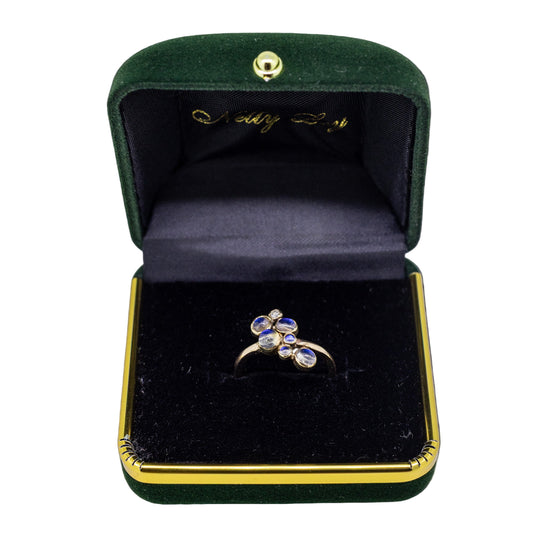 9ct Gold Moonstone & Diamond Bubble Ring