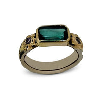 18ct White & Yellow Gold Emerald and Diamond Ring – Zambian Emerald with Floral Design