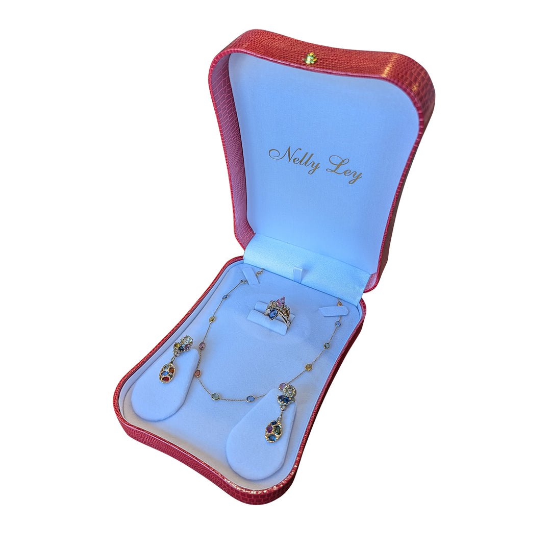 Fruvia Earrings – Multicolour Sapphire & Diamond in Gold