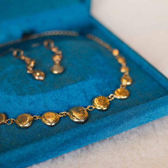 Sterling Silver Gold-Plated Pebble Earrings