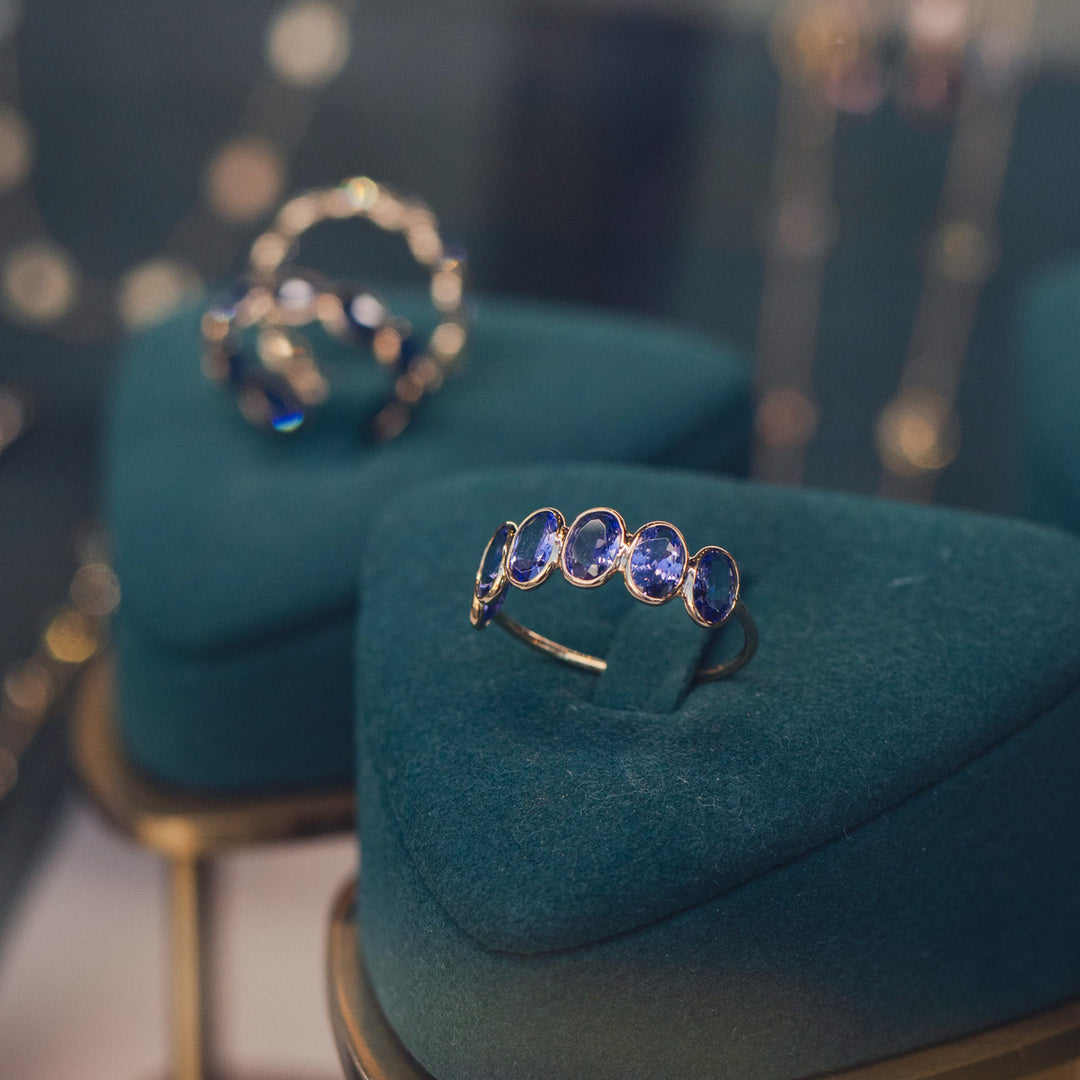 Light Blue Tanzanite Half Eternity Ring