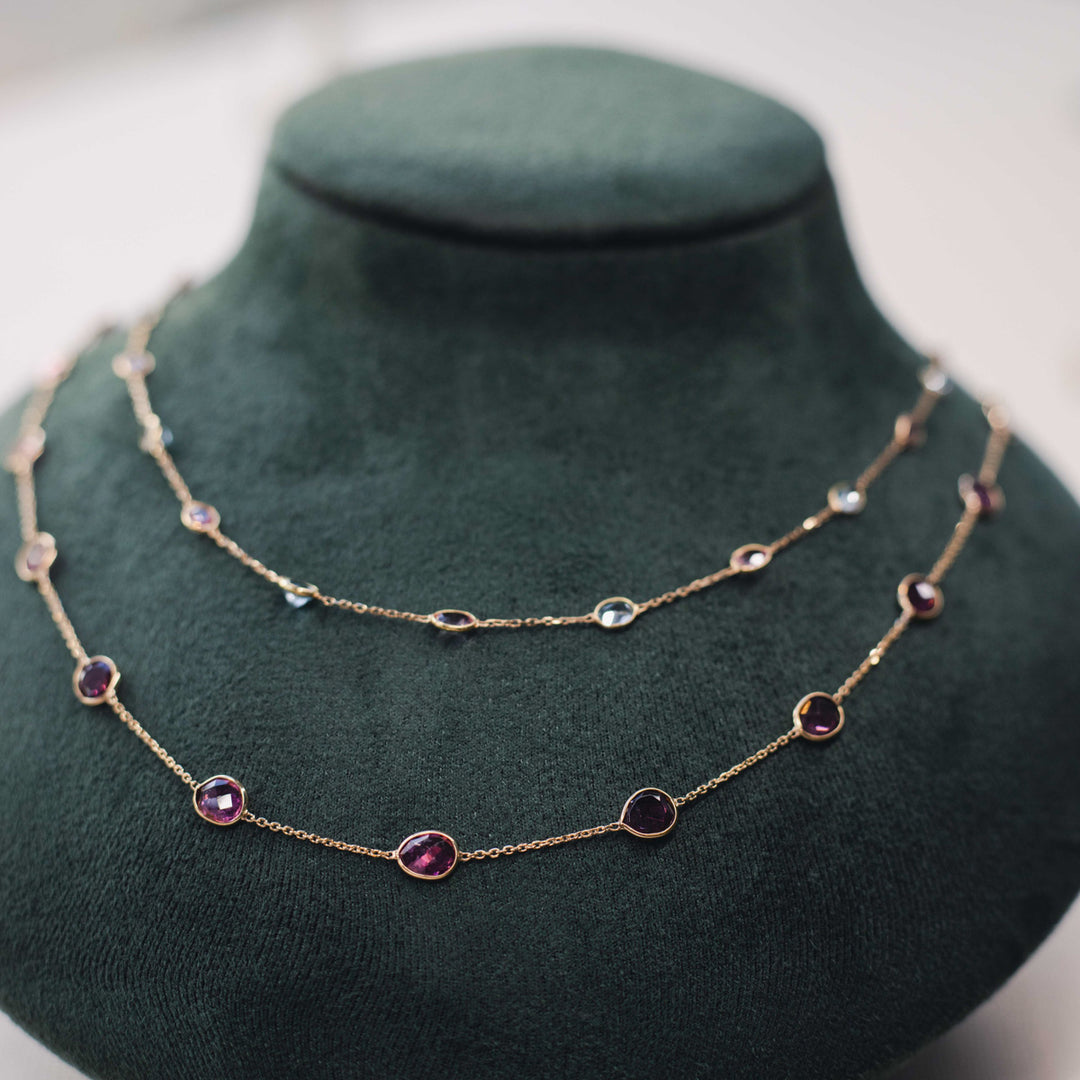18ct Gold Pink Tourmaline Necklace