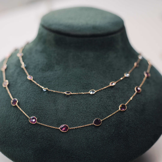 18ct Gold Pink Tourmaline Necklace