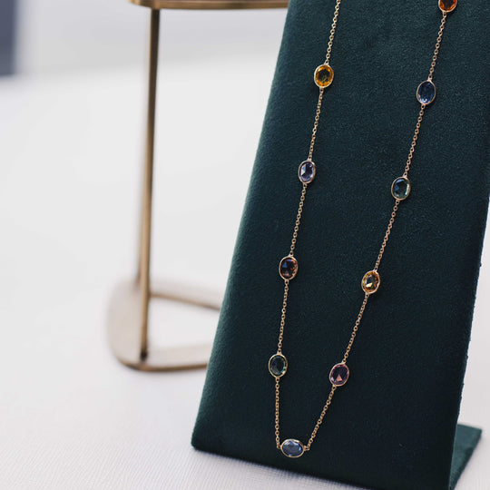 18ct Gold Multi-Coloured Sapphire Necklace