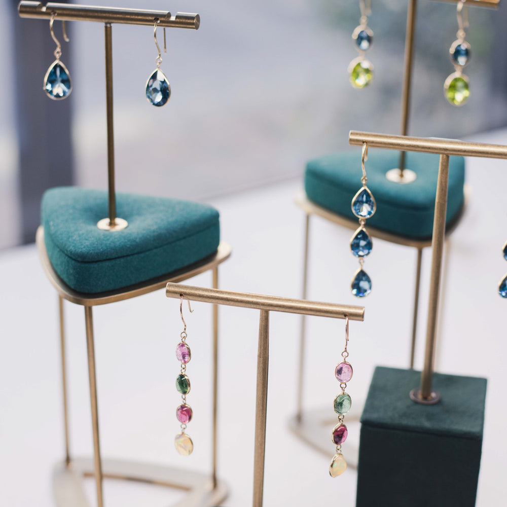18ct Gold London Blue Topaz Earrings