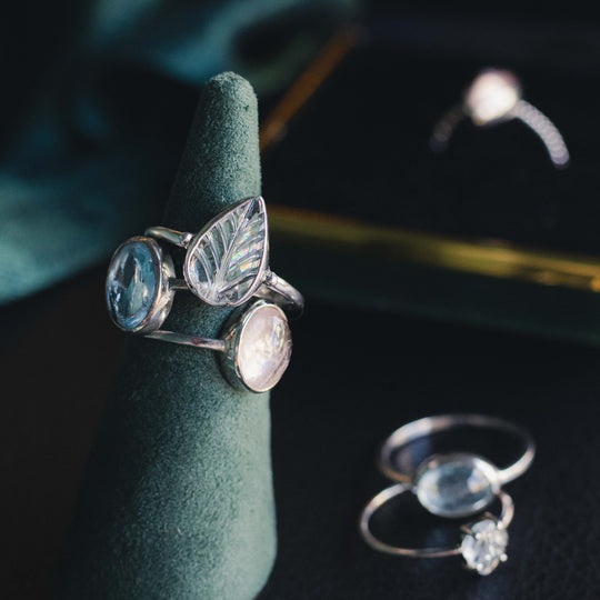 Sterling Silver Hand-Carved Aquamarine Ring