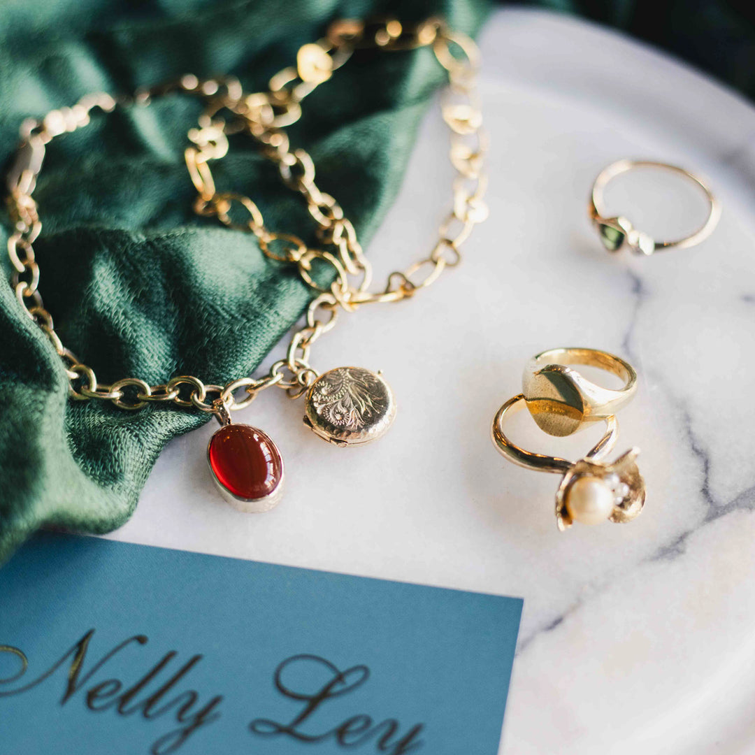 Personalised 9ct Gold Chain Bracelet with Charms
