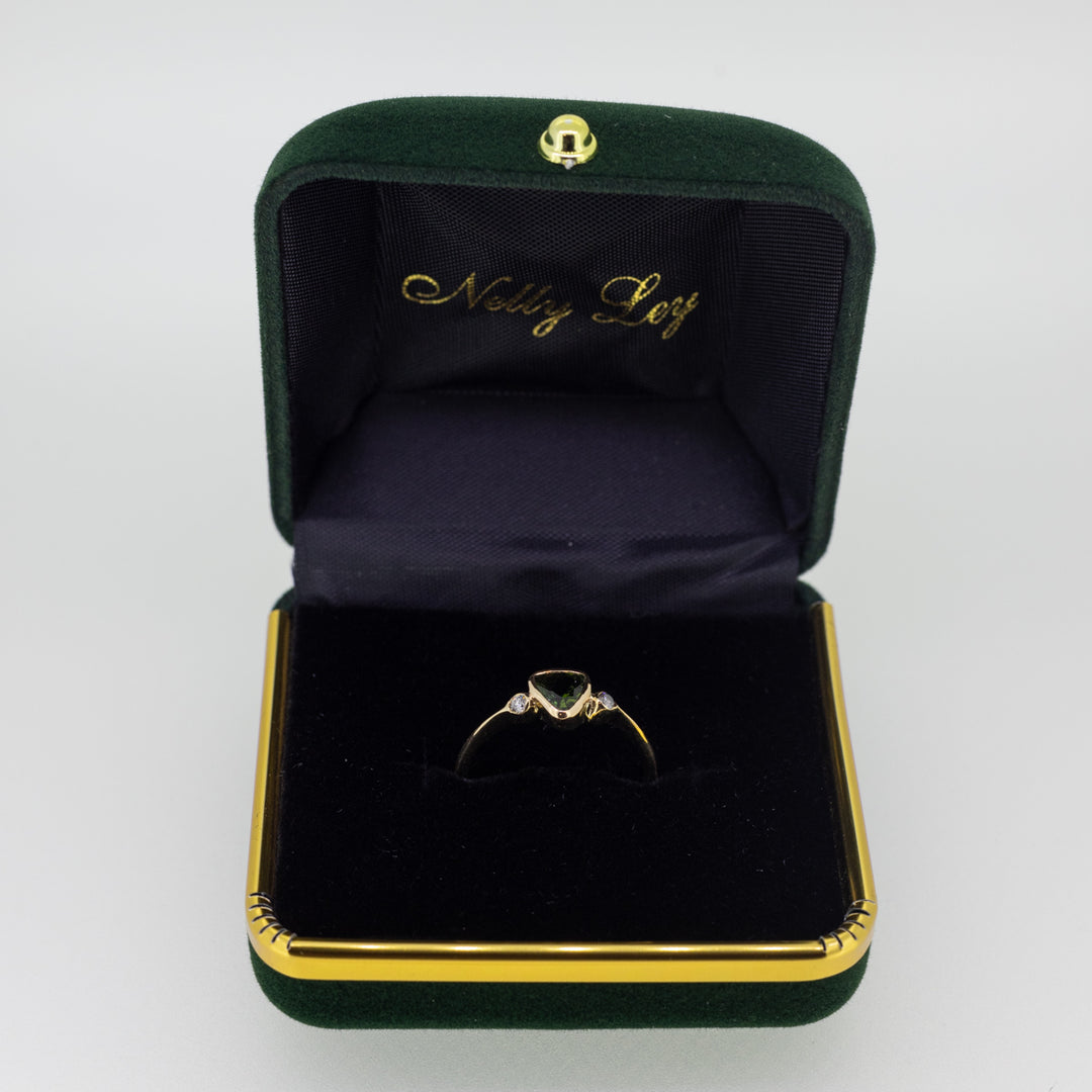 Green Tourmaline Ring with Diamonds