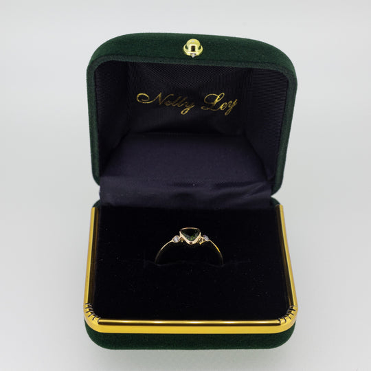 Green Tourmaline Ring with Diamonds