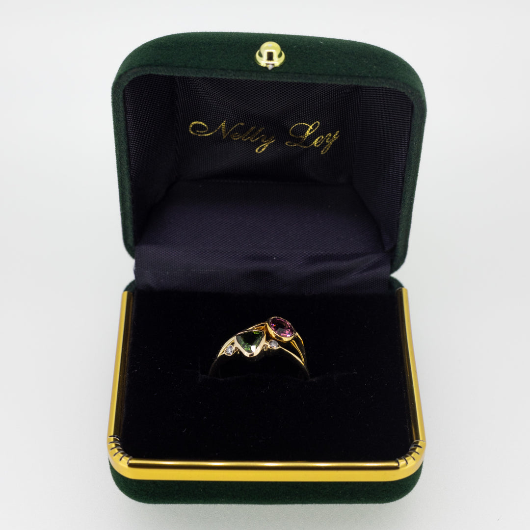 Green Tourmaline Ring with Diamonds