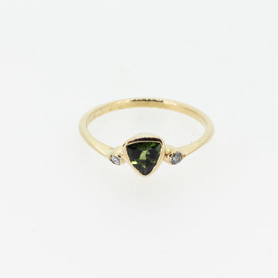 Green Tourmaline Ring with Diamonds