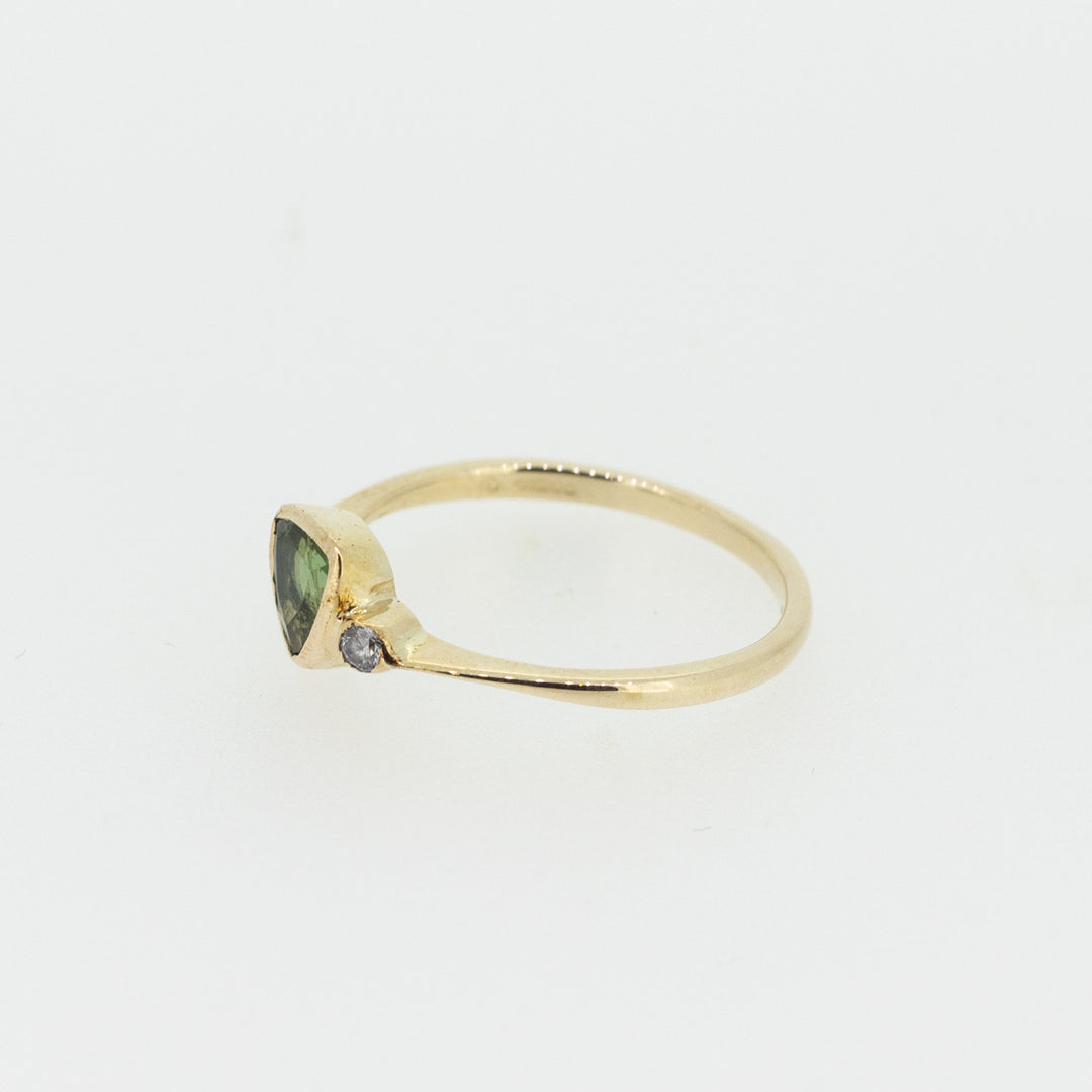 Green Tourmaline Ring with Diamonds