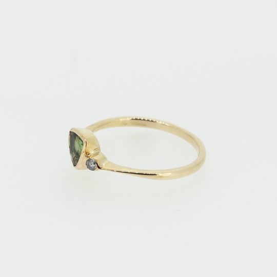 Green Tourmaline Ring with Diamonds