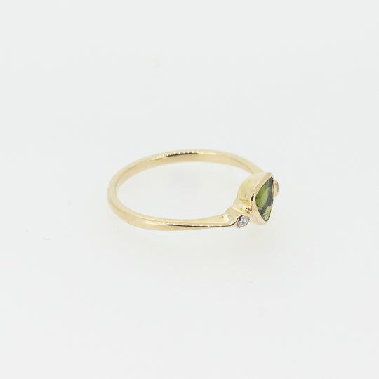 Green Tourmaline Ring with Diamonds