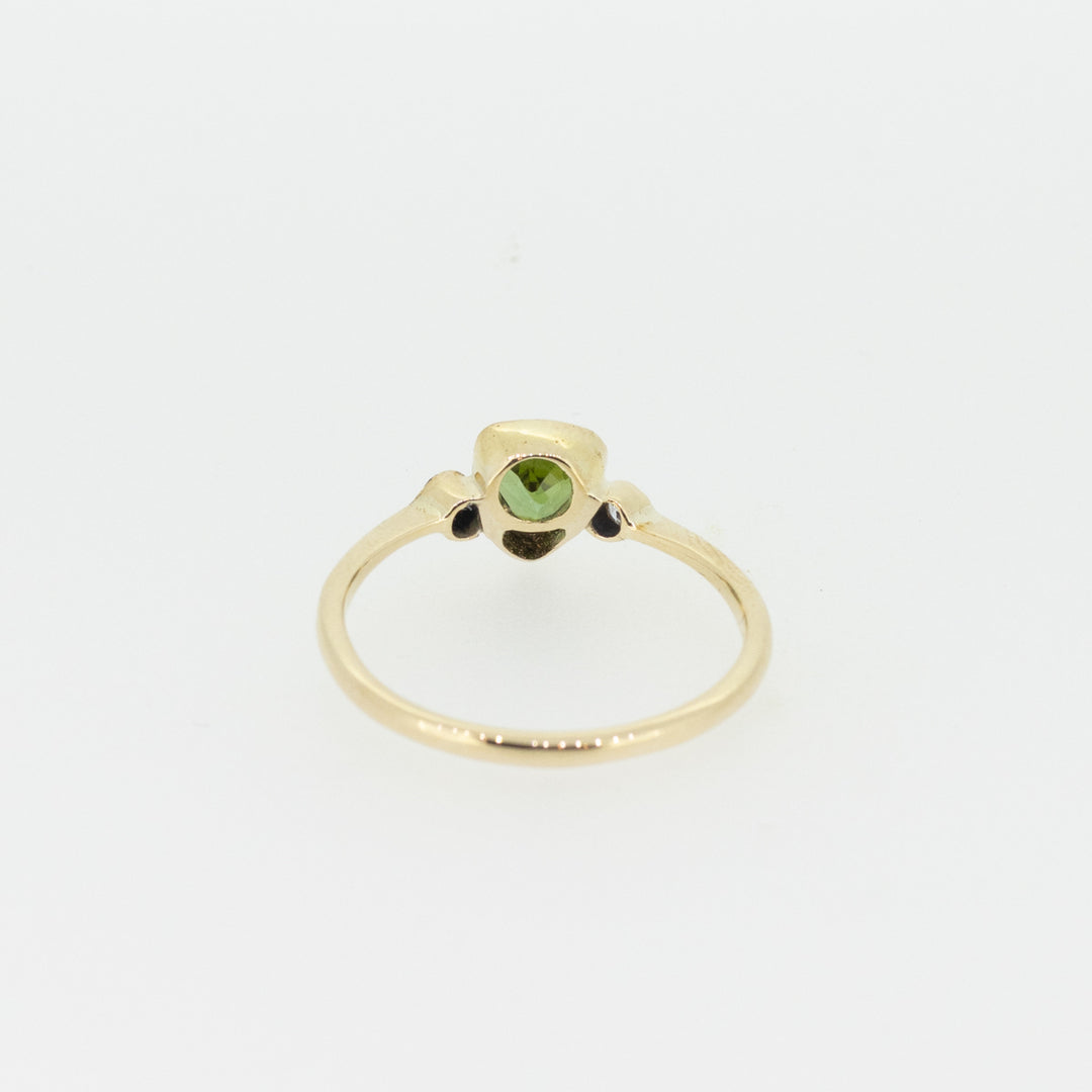 Green Tourmaline Ring with Diamonds