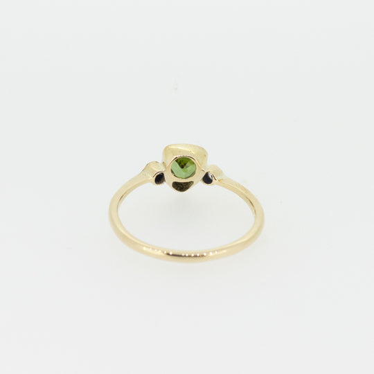 Green Tourmaline Ring with Diamonds