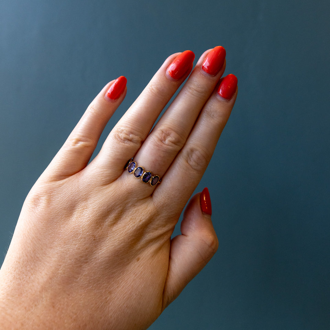 Light Blue Tanzanite Half Eternity Ring