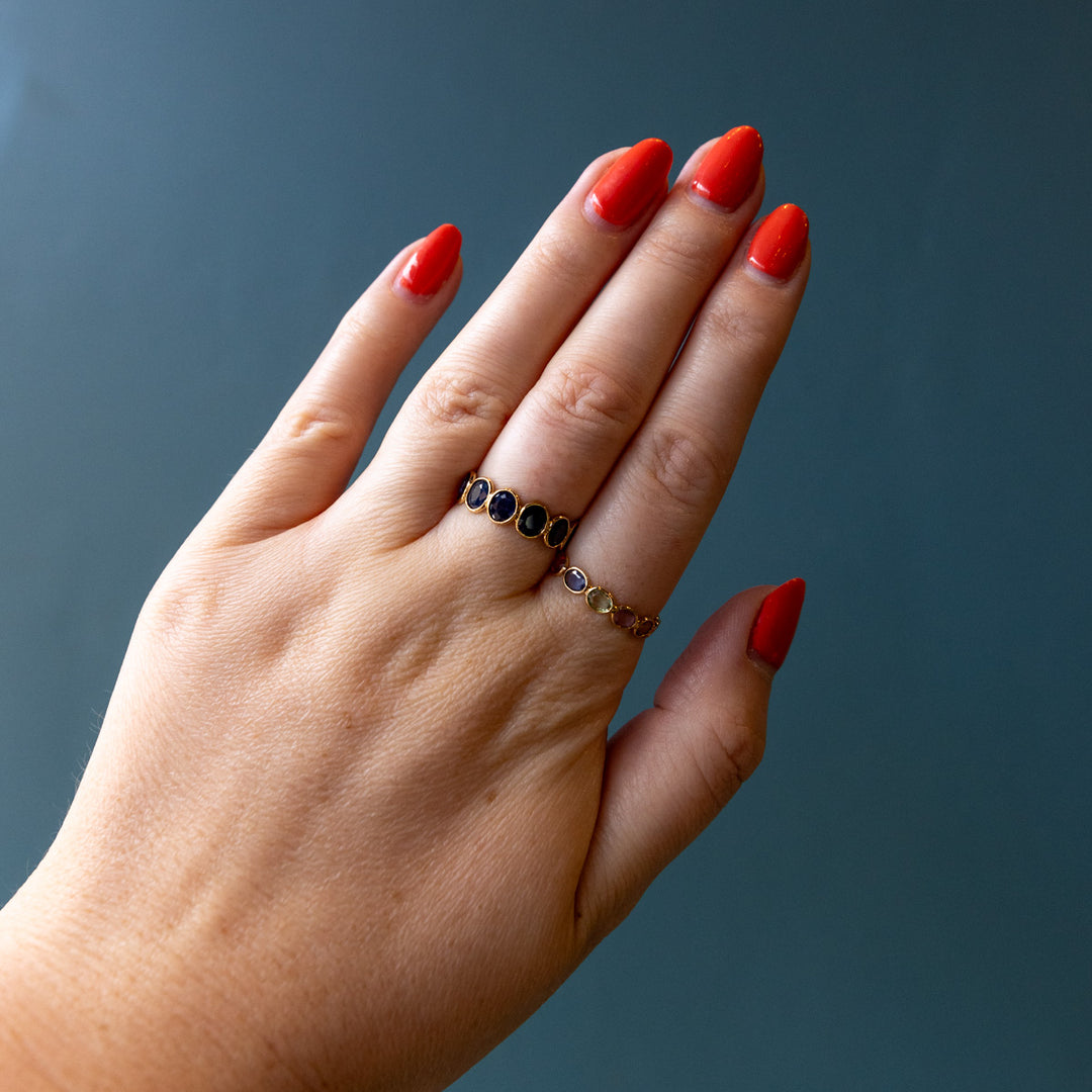 Navy Sapphire Half Eternity Ring