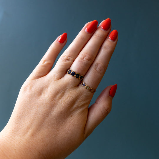 Navy Sapphire Half Eternity Ring