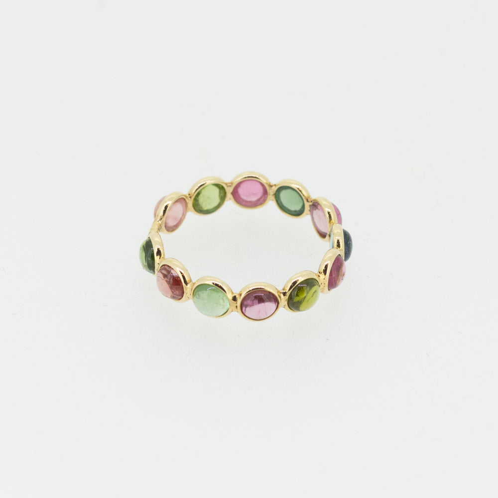 18ct Gold Rainbow Bubble Tourmaline Ring