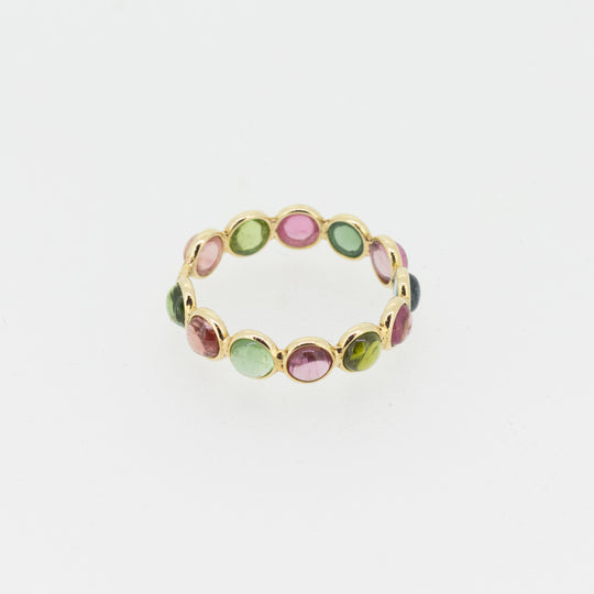 18ct Gold Rainbow Bubble Tourmaline Ring
