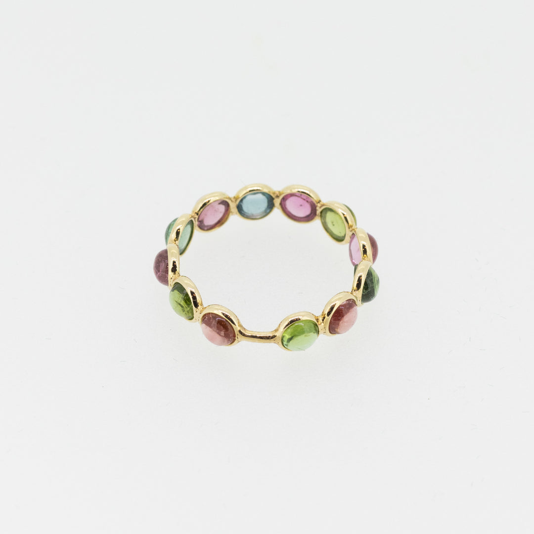 18ct Gold Rainbow Bubble Tourmaline Ring