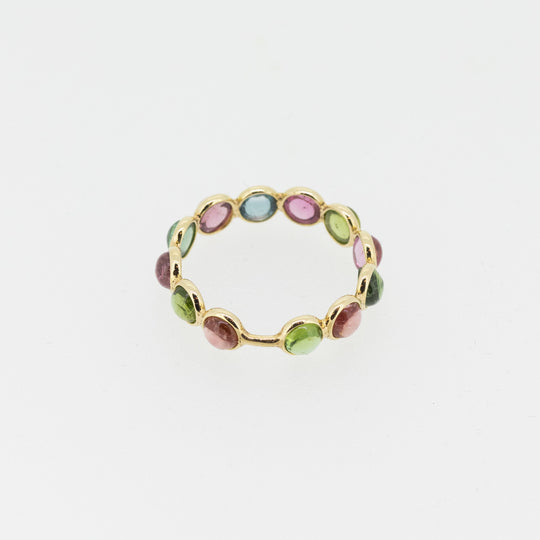 18ct Gold Rainbow Bubble Tourmaline Ring