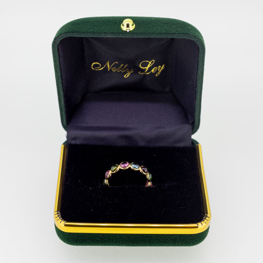 18ct Gold Rainbow Bubble Tourmaline Ring