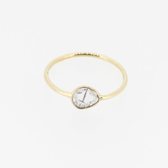 9ct Gold Single Sliced Diamond Ring