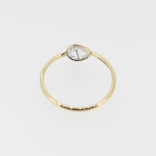 9ct Gold Single Sliced Diamond Ring