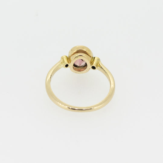 14ct Pink Tourmaline Ring with Diamonds