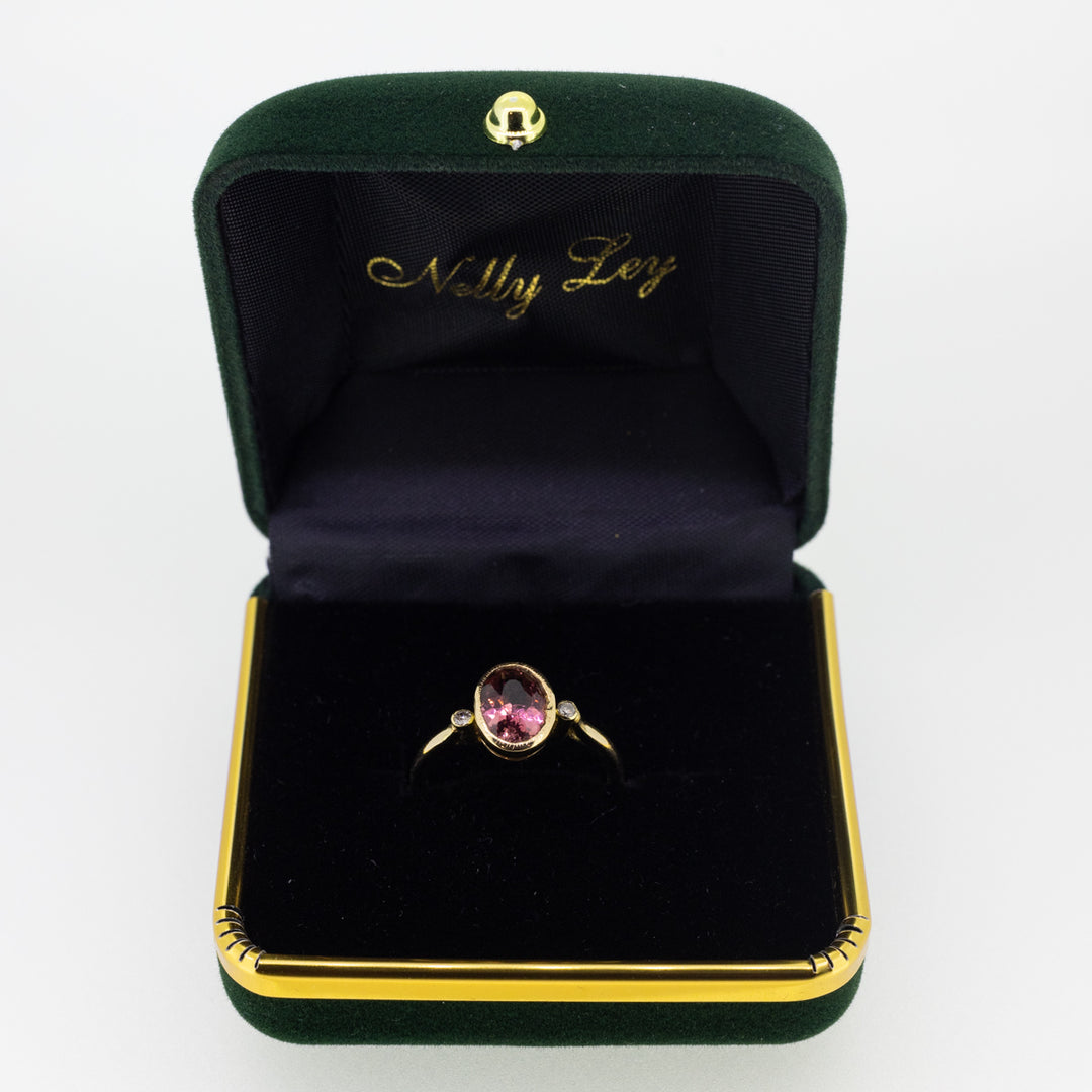 14ct Pink Tourmaline Ring with Diamonds