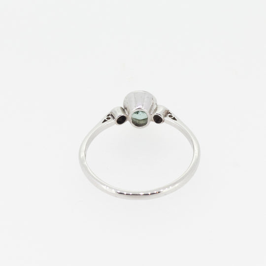 9ct White Gold Ring with Turquoise Tourmaline & Diamonds