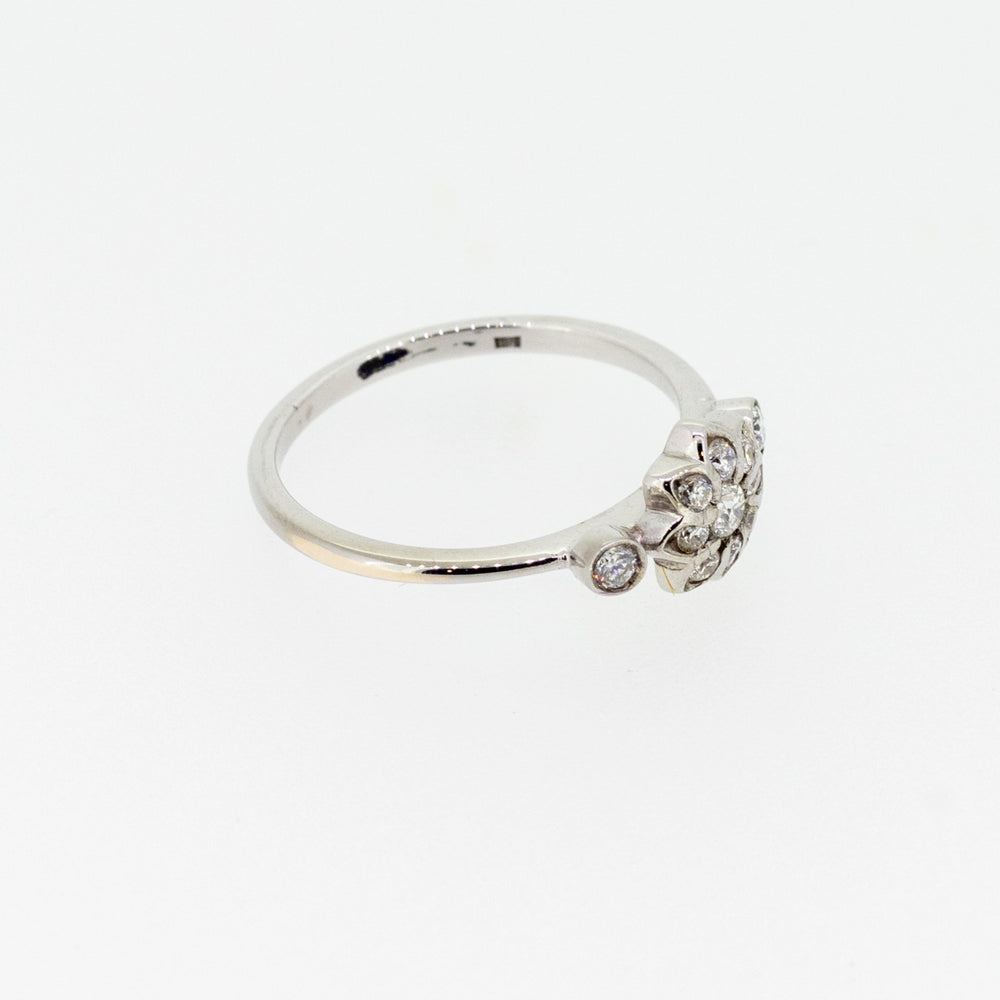 9ct White Gold Flower Ring with Diamonds