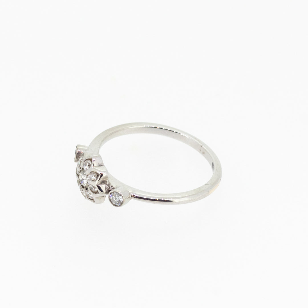 9ct White Gold Flower Ring with Diamonds