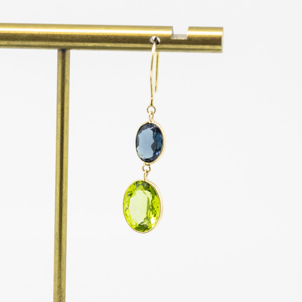 18ct Gold London Blue Topaz & Peridot Earrings