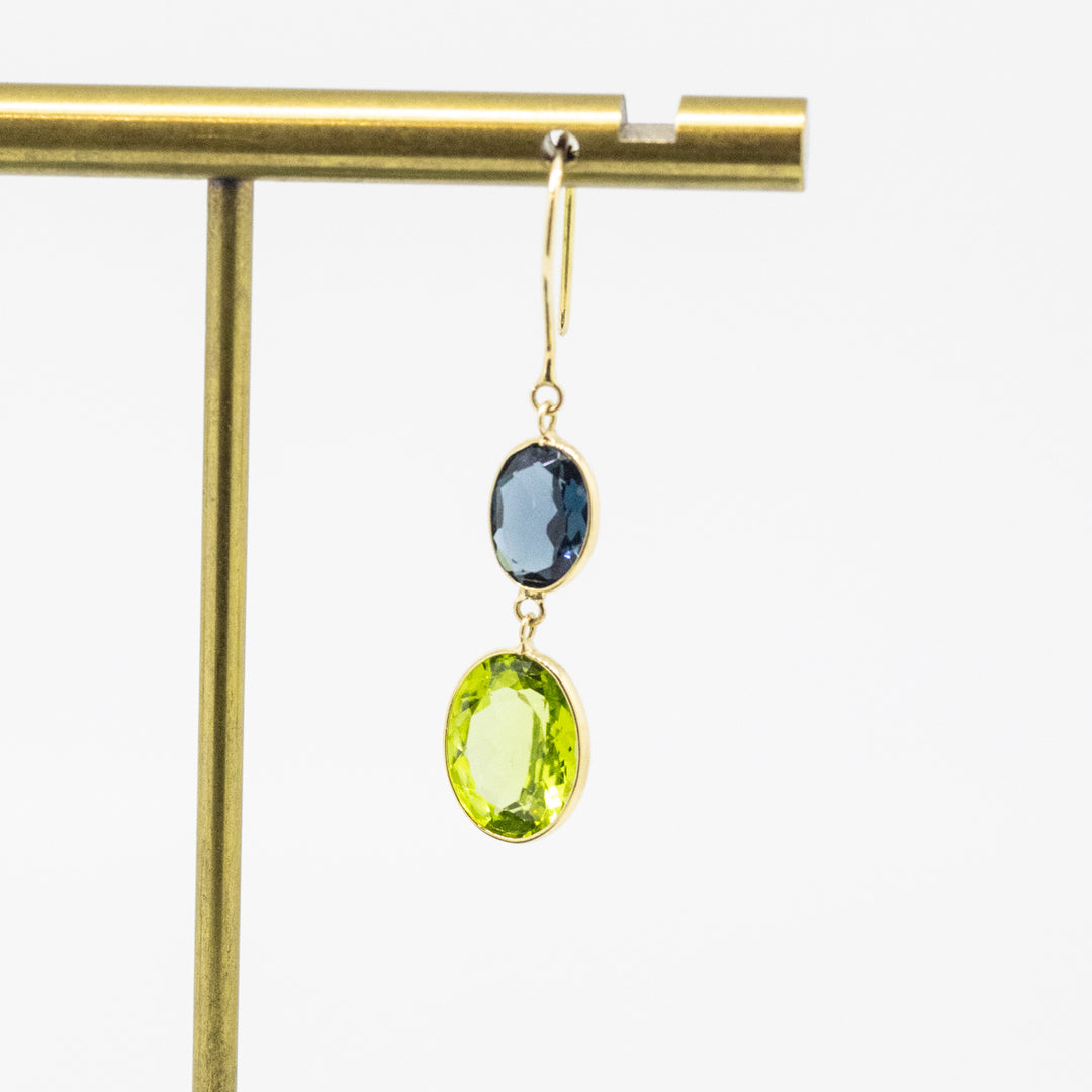 18ct Gold London Blue Topaz & Peridot Earrings