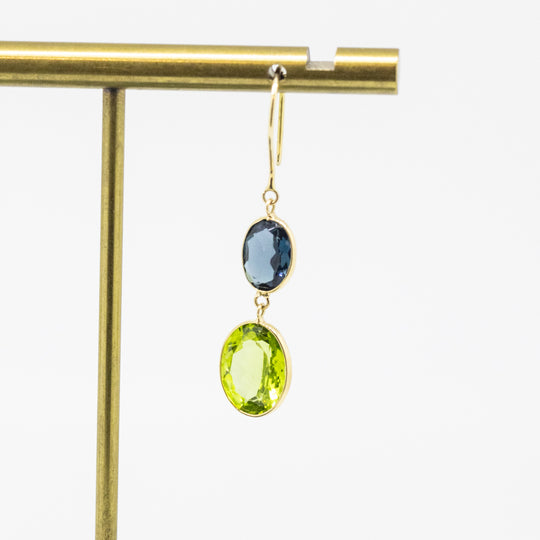 18ct Gold London Blue Topaz & Peridot Earrings