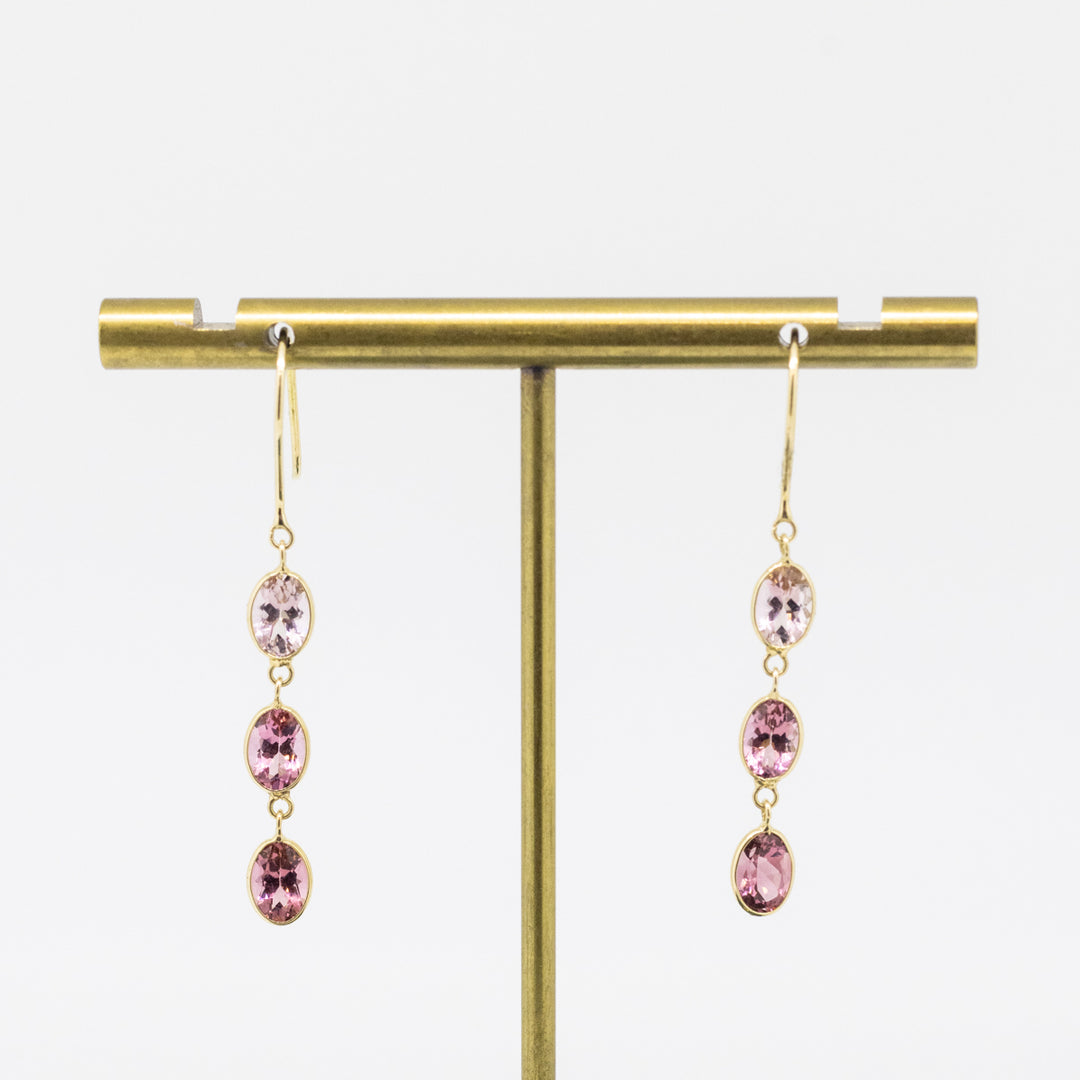 18ct Gold Pink Tourmaline Earrings
