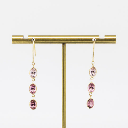 18ct Gold Pink Tourmaline Earrings