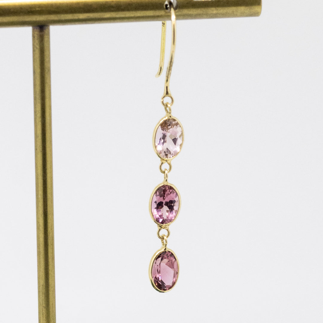 18ct Gold Pink Tourmaline Earrings