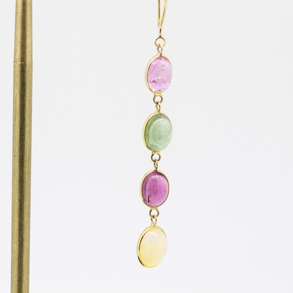 18ct Gold Tourmaline & Opal Earrings