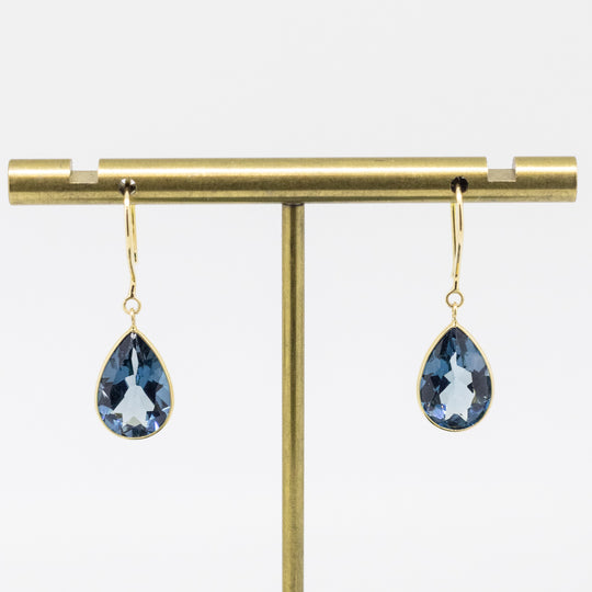 18ct Gold London Blue Topaz Earrings