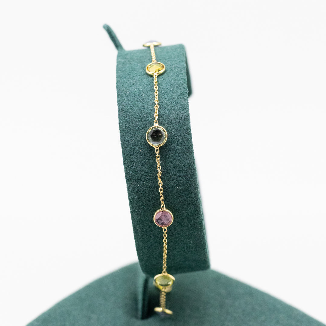 18ct Gold Multi-Coloured Sapphire Bracelet