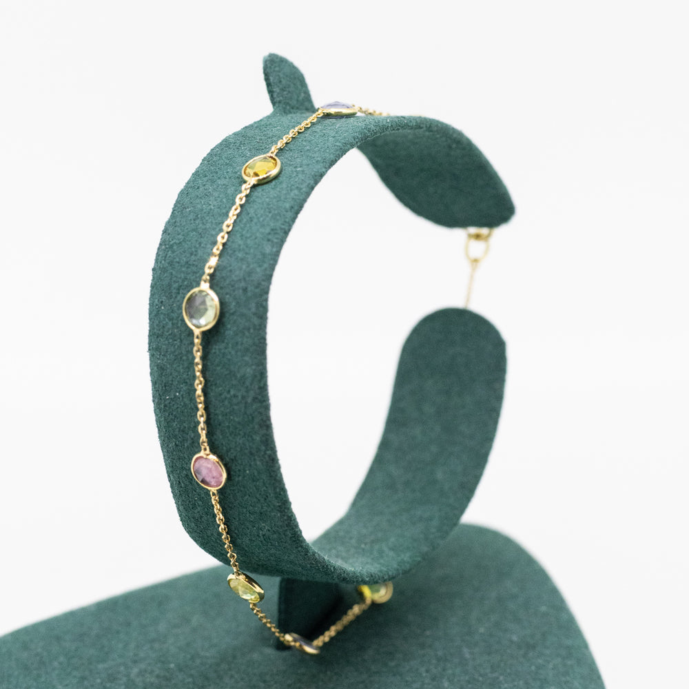 18ct Gold Multi-Coloured Sapphire Bracelet
