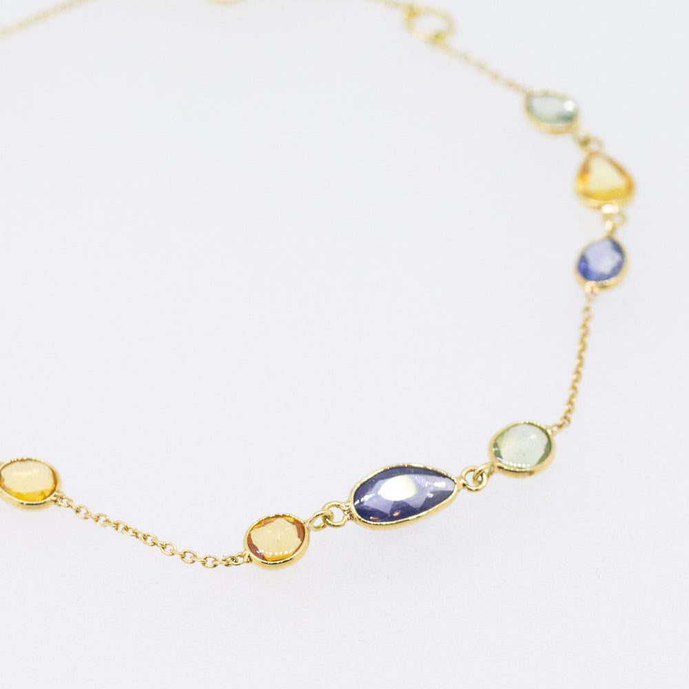 18ct Gold Rainbow-Sapphire Bracelet
