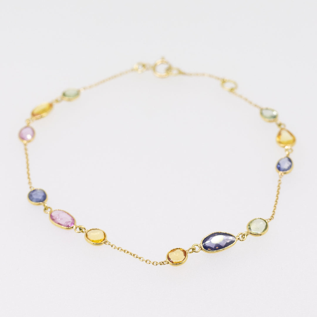 18ct Gold Rainbow-Sapphire Bracelet