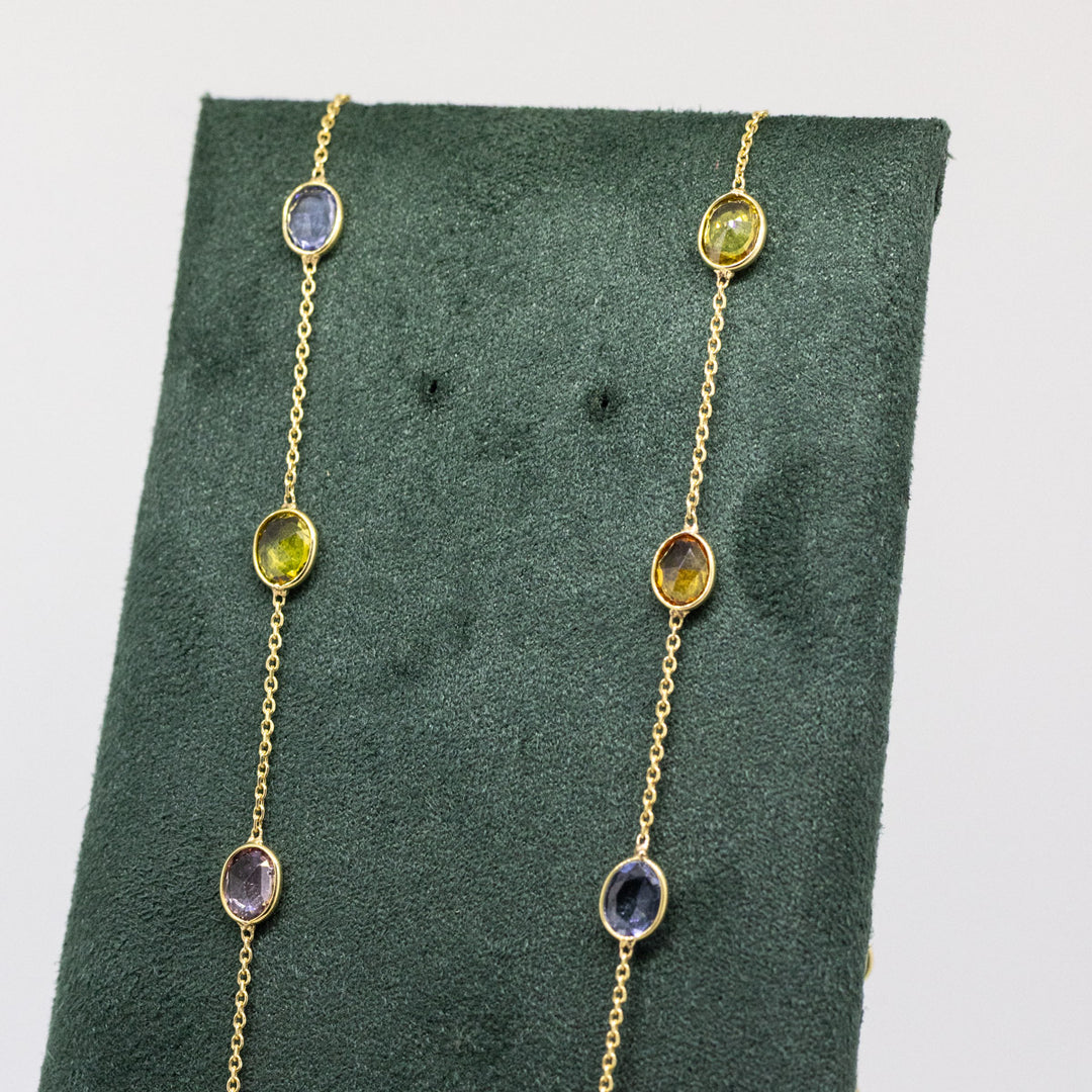 18ct Gold Multi-Coloured Sapphire Necklace