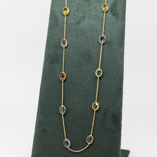 18ct Gold Multi-Coloured Sapphire Necklace