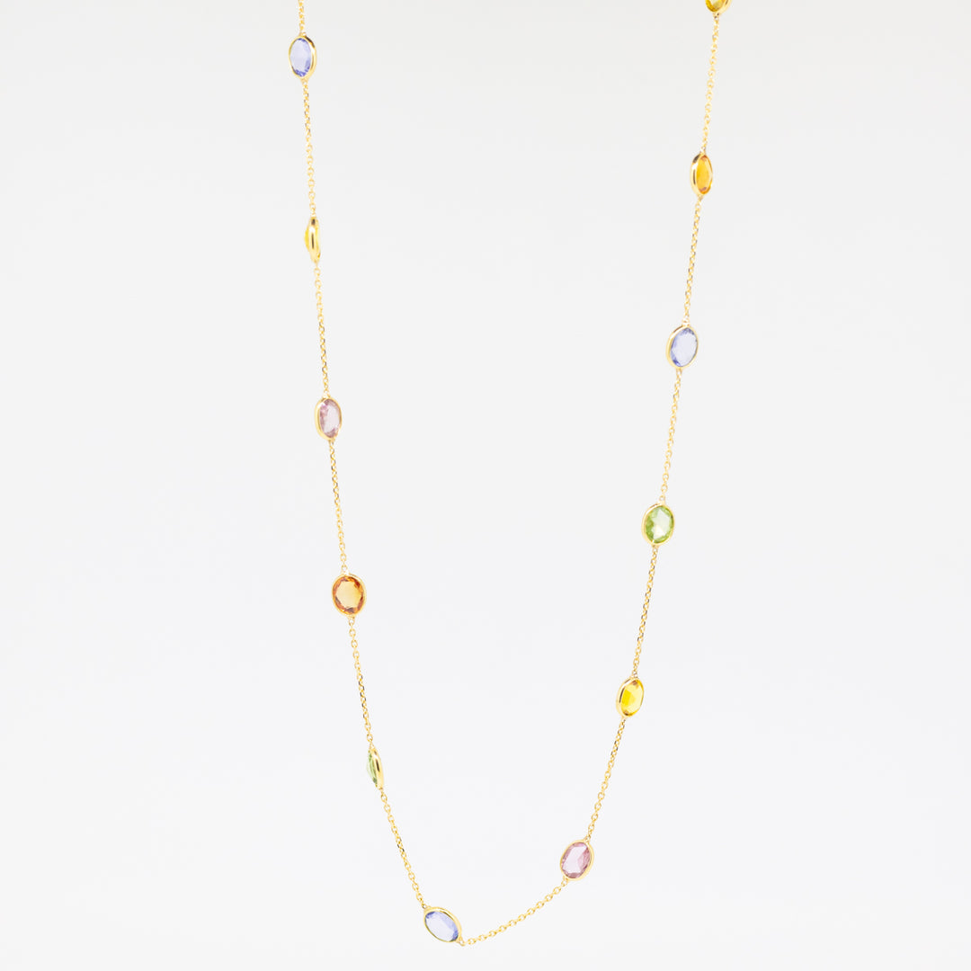 18ct Gold Multi-Coloured Sapphire Necklace